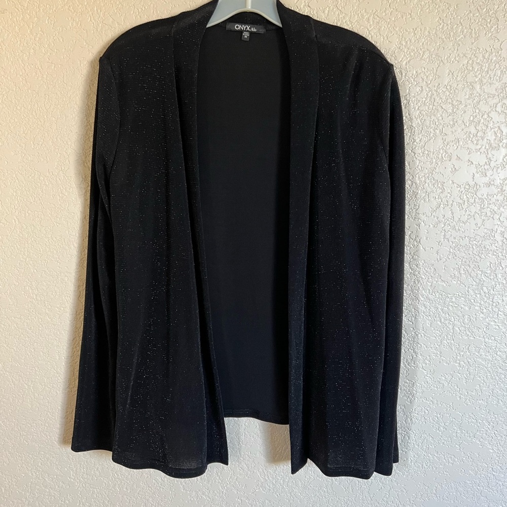 LIKE NEW Onyx Nite size medium black/glitter open front cover/ sweater